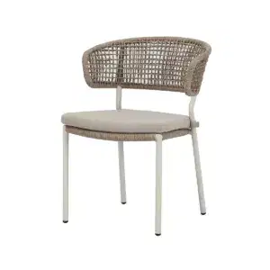 Spitz – Outdoor Stuhl in Sand mit Seilgeflecht & Sitzkissen