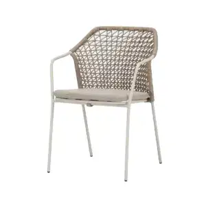 Outdoor Stuhl mit Seilgeflecht & Sitzkissen Burano Sand