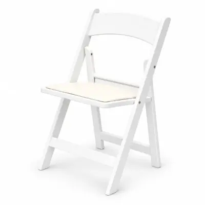 EVENT Hochzeitsstuhl Weiß klappbar mit hellem Sitzpolster für Hochzeiten, Bankette und Events