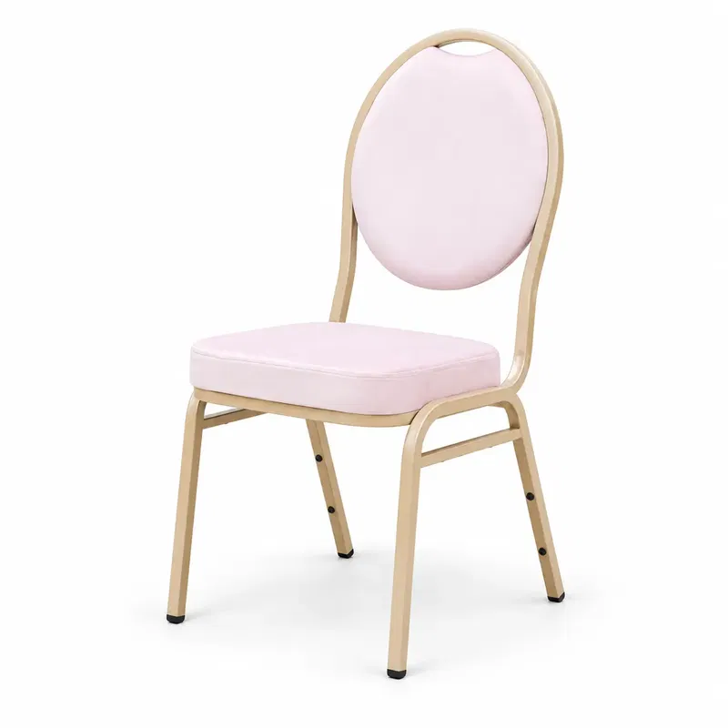 Bankettstuhl HERMAN MODERN Rosa mit rosafarbener Polsterung und stabilem Metallgestell Bankettstuhl HERMAN MODERN Rosa