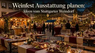 Weinfest Ausstattung planen mit Festzeltgarnituren, Stehtischen und Tischwäsche nach Ideen vom Stuttgarter Weindorf