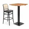 Bugholzstuhl Barhocker 811 Rattan Schwarz mit Bartisch für Gastronomie und Café