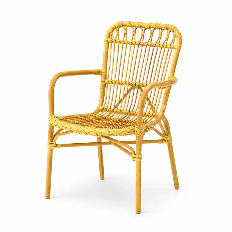 Gartenstuhl Bamboo – Rattanstuhl für Terrasse und Gastronomie Gartenstuhl Bamboo mit Rattan-Geflecht und Armlehnen für Terrasse, Garten, Café und Außengastronomie