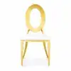 Hochzeitsstuhl Glamour Gold-Weiß mit goldenem Gestell und weißem Sitzpolster in Vorderansicht