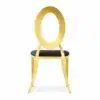 Hochzeitsstuhl Glamour Tap Gold-Schwarz mit dekorativer ovaler Rückenlehne in Rückansicht
