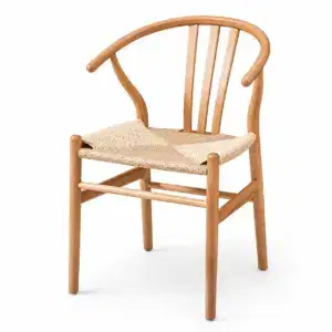 Holzstuhl Wishbone Natur mit geflochtener Sitzfläche für Restaurant, Café, Hotel und Gastronomie
