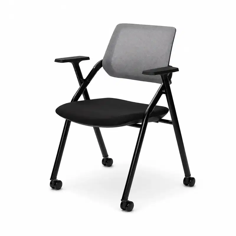 Konferenzstuhl Optima CA – Konferenzstuhl mit Rollen Konferenzstuhl Optima CA Schwarz Grau mit Armlehnen, Netzrücken und Rollen für Konferenz und Besprechungsraum