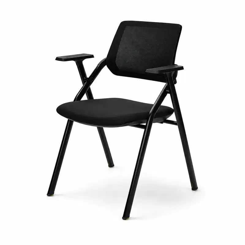 Konferenzstuhl Optima Schwarz – moderner Konferenzstuhl Konferenzstuhl Optima Schwarz mit Armlehnen, gepolsterter Sitzfläche und Netzrücken