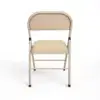 Rückansicht des klappbaren Cateringstuhls POLY 4 in Beige mit gepolsterter Rückenlehne und Stahlrahmen