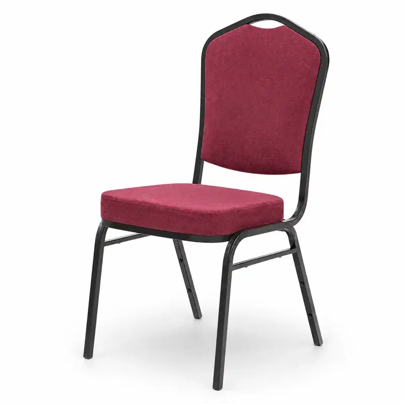 Stuhl Alicante Modern – schwer entflammbar Stuhl Alicante Modern schwer entflammbar mit roter Polsterung, hoher Rückenlehne und schwarzem Metallgestell