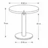 Alt Text: Maße des Tisch ALFA R Ø 68 cm Weiß mit 76 cm Höhe, 69 cm Unterkante und Ø 45 cm Fuß