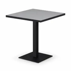Cafétisch ALFA S Aschgrau mit quadratischer Tischplatte und schwarzem Mittelfußgestell