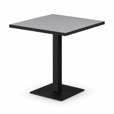 Cafétisch ALFA S Aschgrau mit quadratischer Tischplatte und schwarzem Mittelfußgestell