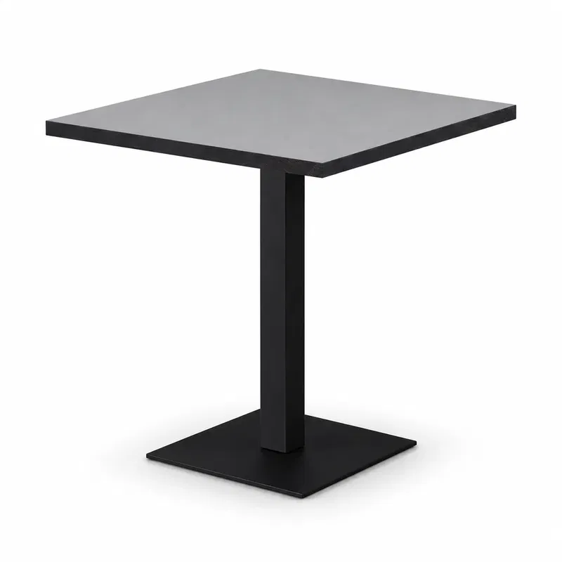 Cafétisch ALFA S Aschgrau Cafétisch ALFA S Aschgrau mit quadratischer Tischplatte und schwarzem Mittelfußgestell