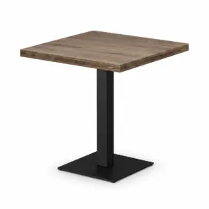 Cafétisch ALFA S Sonoma Eiche mit quadratischer Tischplatte und schwarzem Mittelfußgestell