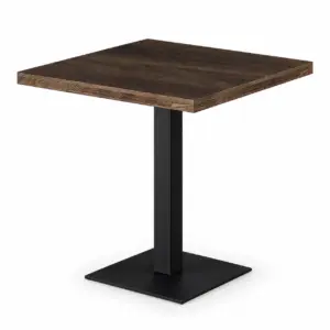 Cafétisch ALFA S Walnuss mit quadratischer Tischplatte und schwarzem Mittelfußgestell