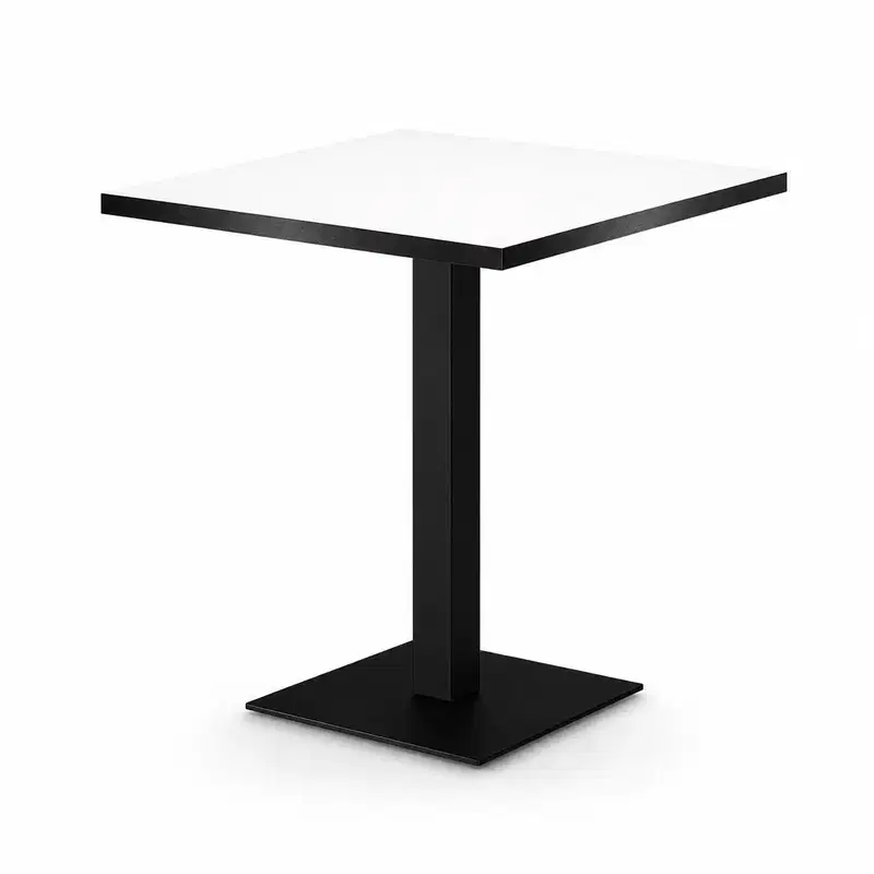 Cafétisch ALFA S Weiß 68x68 cm – quadratischer Gastronomietisch Cafétisch ALFA S Weiß 68x68 cm mit quadratischer Tischplatte und schwarzem Metallgestell