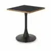 Cafétisch ARIOSO 68x68 cm mit quadratischer schwarzer Tischplatte, Schichtholzkante und schwarzem Mittelfuß