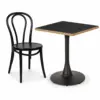 Cafétisch ARIOSO 68x68 cm mit schwarzem Stuhl als Einrichtung für Café und Gastronomie