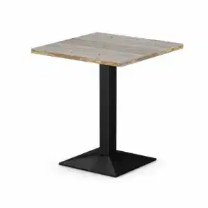 Cafétisch GIZA 68x68 cm mit quadratischer Tischplatte in heller Holzoptik und schwarzem Metall-Mittelfuß
