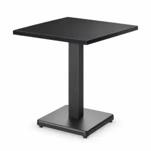 Cafétisch IMPERIO 68x68 cm mit quadratischer Tischplatte und stabilem schwarzem Mittelfußgestell