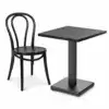 Cafétisch IMPERIO 68x68 cm mit schwarzem Stuhl als Größen- und Anwendungsbeispiel