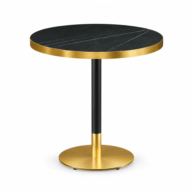 Cafétisch Omega R Trockengrauer Stein Cafétisch Omega R Trockengrauer Stein mit runder Tischplatte und Mittelfußgestell