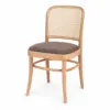 Holzstuhl LOOMI 811 Rattan mit braunem Sitz und geflochtener Rückenlehne