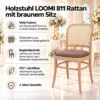 Holzstuhl LOOMI 811 Rattan mit braunem Sitz details