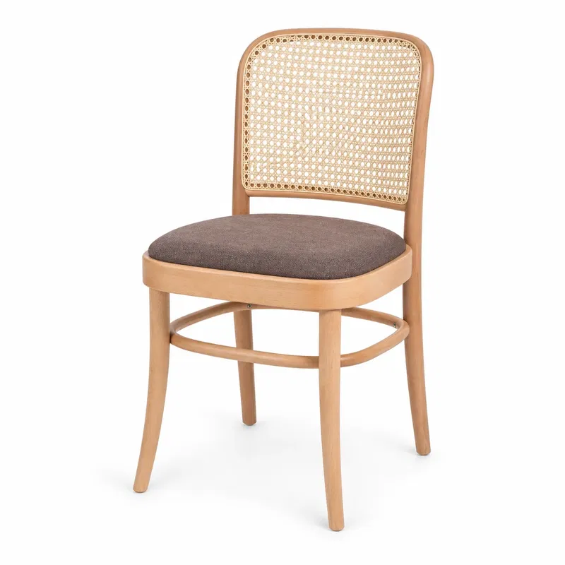 Holzstuhl LOOMI 811 Rattan mit braunem Sitz Holzstuhl LOOMI 811 Rattan mit braunem Sitz und geflochtener Rückenlehne