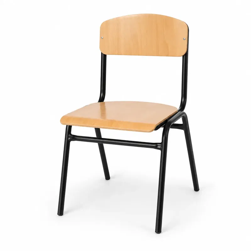 Konferenzstuhl HIT Konferenzstuhl HIT mit Holzsitz, Holzrückenlehne und schwarzem Metallgestell