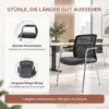 Konferenzstuhl LENZO Schwarz-Grau mit schwarzer Netzrückenlehne, grauer Sitzfläche, Armlehnen und verchromtem Gestell details