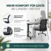 Konferenzstuhl LENZO Schwarz-Grau mit schwarzer Netzrückenlehne, grauer Sitzfläche, Armlehnen und verchromtem Gestell details