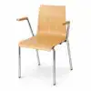 Konferenzstuhl TEXAS GRAND CR Natur mit geformter heller Holzsitzschale, Armlehnen und verchromtem Metallgestell