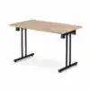 Konferenztisch FOLD BL mit rechteckiger Tischplatte in heller Holzoptik und klappbarem schwarzem Metallgestell