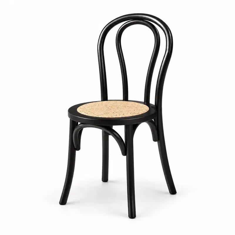 Stuhl Monet RT Wood Schwarz Stuhl Monet RT Wood Schwarz mit gebogenem Holzgestell und heller Rattan-Sitzfläche