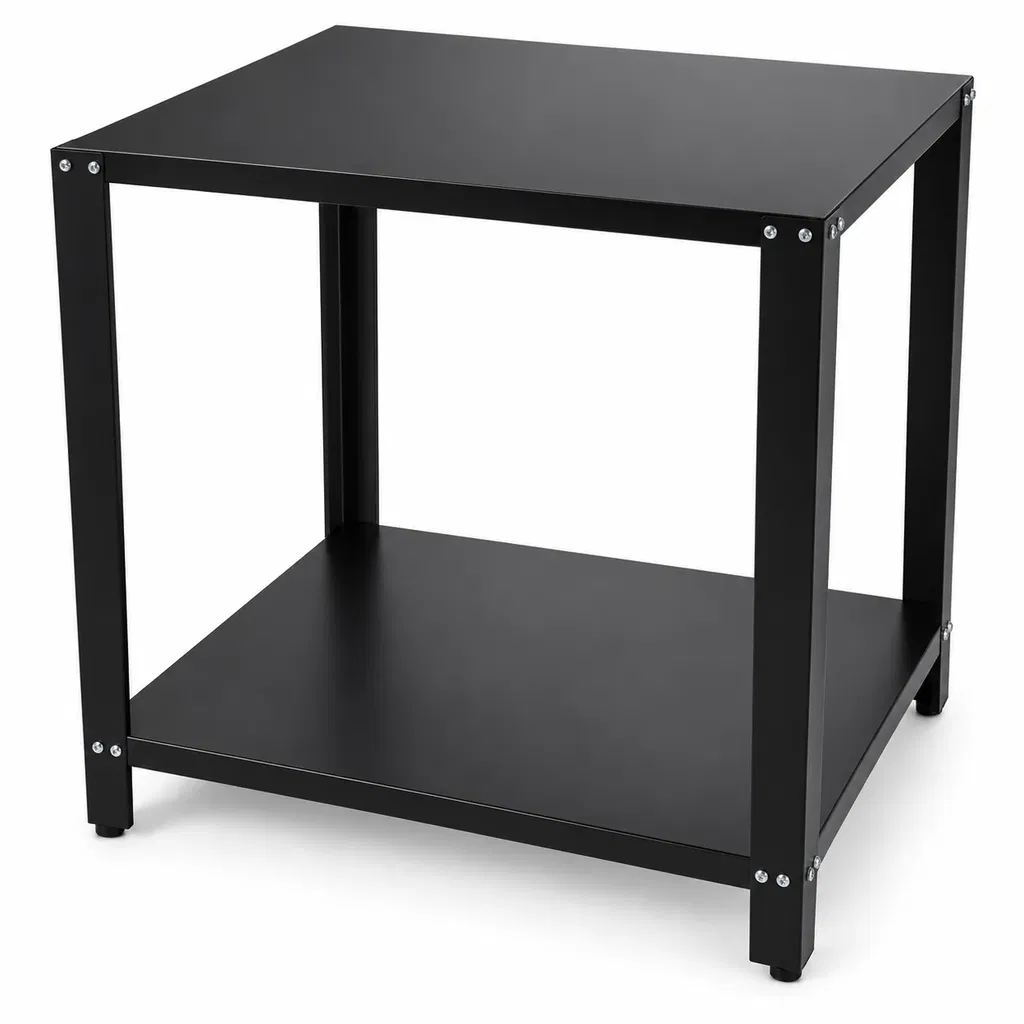 Pizzaofen-Untergestell REDFOX ES 12 L für E 12 L Pizzaofen-Untergestell REDFOX ES 12 L für den Pizzaofen E 12 L mit stabilem schwarzem Metallrahmen und unterer Ablagefläche.